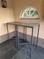 Staan tafels vergrijsd polywood blad antraciet 2 stuks, Huis en Inrichting, Tafels | Statafels, Ophalen, Zo goed als nieuw