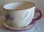 bloempot grote kop en schotel met lavendel afbeelding NIEUW, Tuin en Terras, Bloempotten, Ophalen, Overige materialen, Nieuw, Tuin