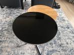 Salon-/bijzettafel eiken en glas, Ophalen, Gebruikt, 50 tot 100 cm, Rond