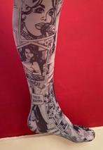 Grijze panty met print, Maat 36/38 (S), Ophalen of Verzenden, Zo goed als nieuw, Grijs