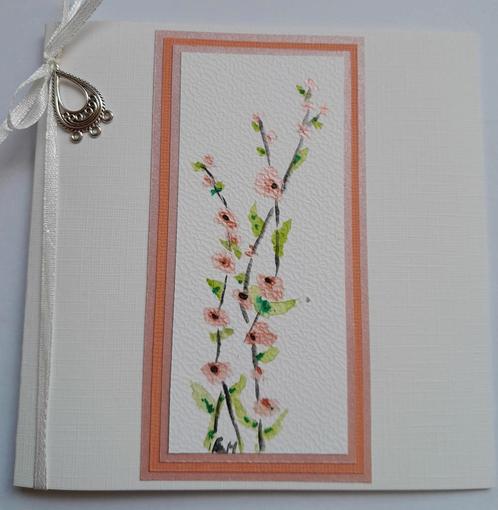 Bloemen geschilderd met metallic aquarelverf, Hobby en Vrije tijd, Kaarten | Zelfgemaakt, Zo goed als nieuw, Ophalen of Verzenden