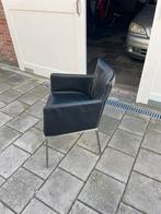4 leren met rvs zwarte stoelen, Huis en Inrichting, Stoelen, Ophalen, Gebruikt, Zwart, Leer