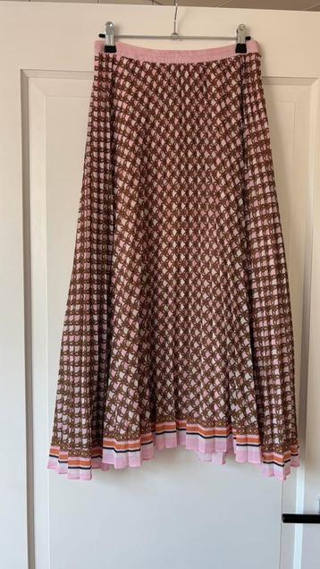 Claudie Pierlot rok roze print chain ketting midi S 36 beschikbaar voor biedingen