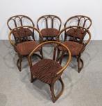 Prachtige vintage bamboe stoelen, Ophalen, Zo goed als nieuw, Bruin, Stof
