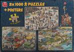 Jan van Haasteren puzzel 3 in 1 Ijshockey/Camping Chaos/Auto, Ophalen of Verzenden, Zo goed als nieuw