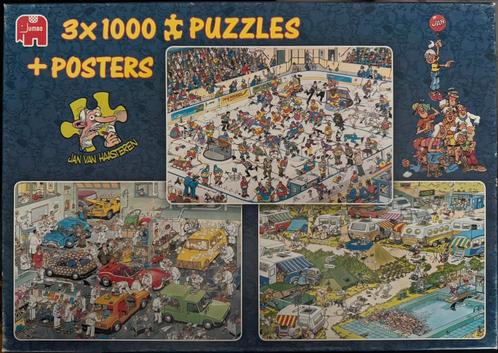 Jan van Haasteren puzzel 3 in 1 Ijshockey/Camping Chaos/Auto, Hobby en Vrije tijd, Denksport en Puzzels, Zo goed als nieuw, Ophalen of Verzenden