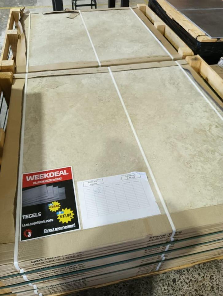 120x120 cm keramisch natuursteen tegels grote partij!, Huis en Inrichting, Stoffering | Vloerbedekking, Nieuw, Overige typen, Beige