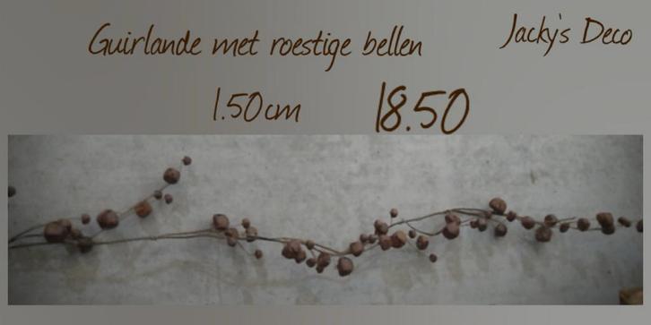 Guirlande met roestige bellen - 1.50cm - Jacky's Deco, Huis en Inrichting, Woonaccessoires | Kransen, Nieuw, Ophalen of Verzenden
