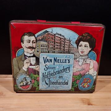 Blik van Nelle's stoom koffiebranderij en theehandel beschikbaar voor biedingen