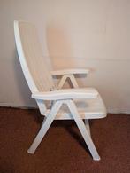 2 witte verstelbare en opvouwbare tuinstoelen, Ophalen, Kunststof, Gebruikt, Twee
