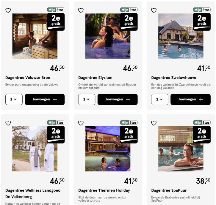 Etos Saunakaartje 2e Gratis, Tickets en Kaartjes, Kortingen en Cadeaubonnen, Twee personen, Spa of Sauna, Kortingsbon