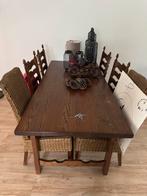 Eikenhouten eettafel met 6 bijbehorende eikenhouten stoelen, Ophalen, Zo goed als nieuw