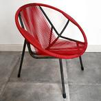 Vintage, Mid Century Spaghettistoel, rode draadstoel, Ophalen, Huis en Inrichting