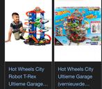 Hotwheels robot dino garage auto’s hot wheels city t-rex, Ophalen, Zo goed als nieuw, Handmatig, Hot Wheels