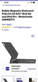 Belkin Magnetic Keyboard Folio voor iPad Air/Pro, Ophalen, Zo goed als nieuw, Draadloos, Qwerty