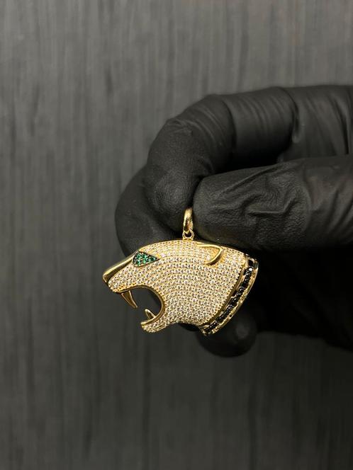 14 karaat gouden panter kop hanger, Sieraden, Tassen en Uiterlijk, Kettinghangers, Nieuw, Goud, Ophalen of Verzenden