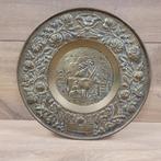 Vintage rustiek gehamerd koperen wandbord,  26 cm diameter, Antiek en Kunst, Antiek | Koper en Brons, Ophalen of Verzenden, Koper