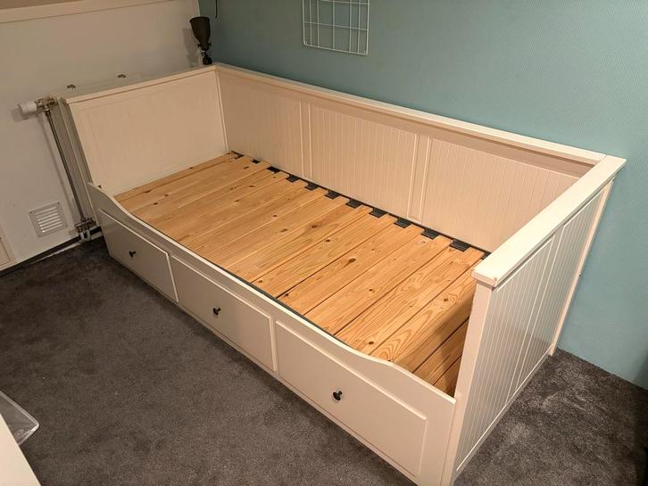 IKEA Hemnes Bedbank met 3 lades, Huis en Inrichting, Slaapkamer | Bedden, Gebruikt, Eenpersoons, 80 cm, 200 cm, Hout, Wit, Verstelbaar