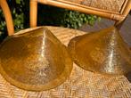2 glazen lampenkappen amberkleurig met bubbels!, Antiek en Kunst, Antiek | Lampen, Ophalen of Verzenden