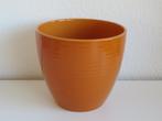Mica Oranje aardewerken bloempot hoogglans ribbels H 16 cm, Tuin en Terras, Bloempotten, Rond, Binnen, Ophalen of Verzenden, Zo goed als nieuw