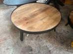 Salontafel mangohout zwart staal 80cm van 189 nu 69, Huis en Inrichting, Tafels | Salontafels, Ophalen, 50 tot 100 cm, Rond, Nieuw
