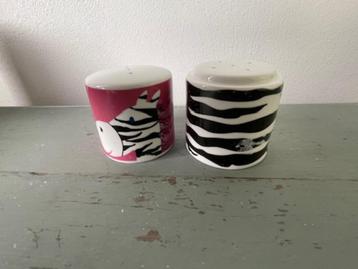 Peper en zout stel porselein. Gestyleerd. Zebra. beschikbaar voor biedingen