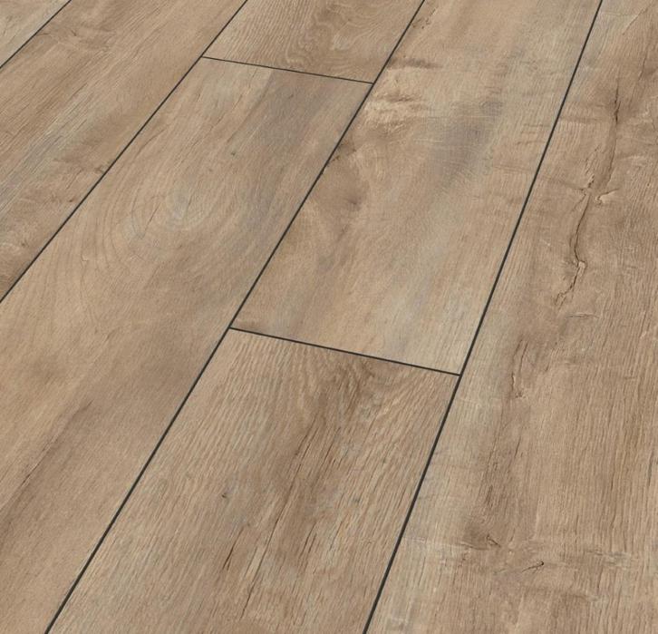 Laatste kans Beige Rustiek eiken laminaat 8mm 60m2, Huis en Inrichting, Stoffering | Vloerbedekking, Nieuw, Laminaat, Beige, Bruin