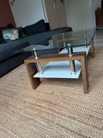 Vintage salontafel met glasplaat, Huis en Inrichting, Tafels | Salontafels, Ophalen, Gebruikt, 100 tot 150 cm, 50 tot 100 cm