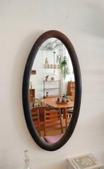 Vintage palissander houten ovale spiegel, Antiek en Kunst, Ophalen, Ovaal, Minder dan 50 cm, Minder dan 100 cm