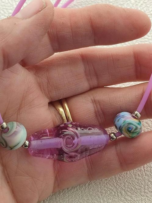 Handgemaakte glaskralen ketting By Petra Hergarden, Sieraden, Tassen en Uiterlijk, Kettinghangers, Nieuw, Glas of Kristal, Overige voorstellingen