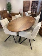 LEEGVERKOOP WALNOOT OVAAL MASSIEF MANGO CHEFMEUBEL VOORRAAD!, Huis en Inrichting, Stoelen, Ophalen, Bruin, Nieuw, Modern