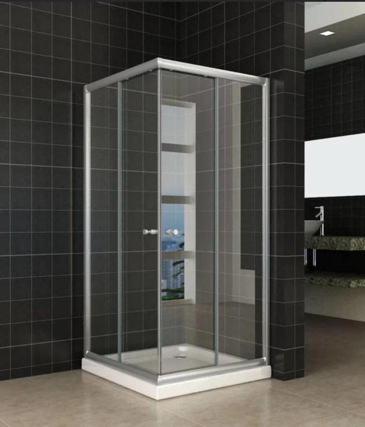 Eco Hoekinstap Douchecabine zonder douchebak, Doe-het-zelf en Verbouw, Sanitair, Nieuw, Douche, Chroom, Glas, Ophalen