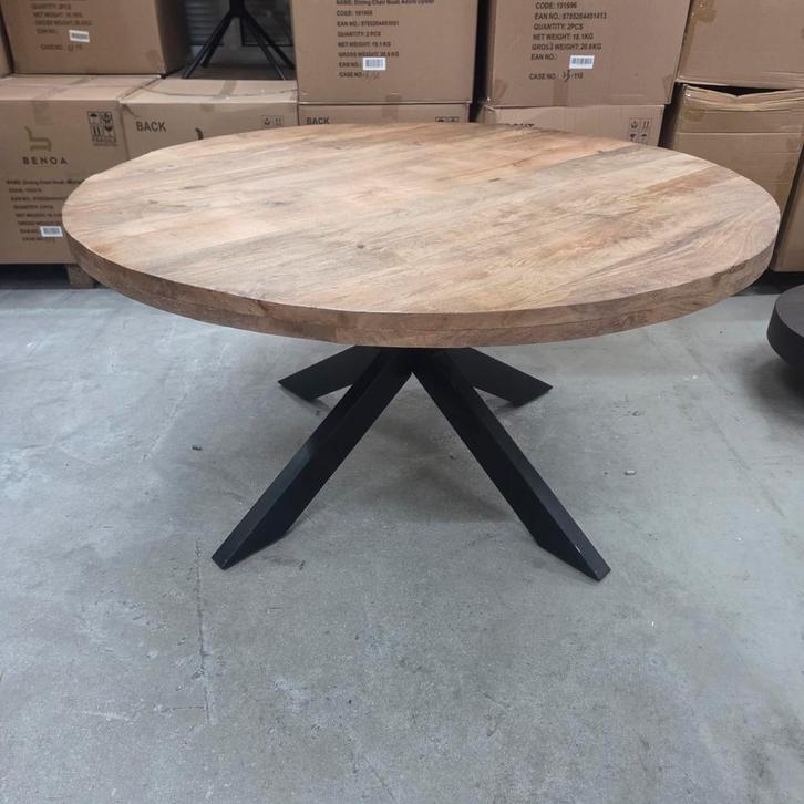 Ronde Eettafel Yannick Mangohout 150 cm van Sohome, Antiek en Kunst, Antiek | Meubels | Tafels, Ophalen