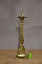 Vergulde kandelaar   59 cm hoog   vintage antiek, Ophalen of Verzenden, Overige materialen