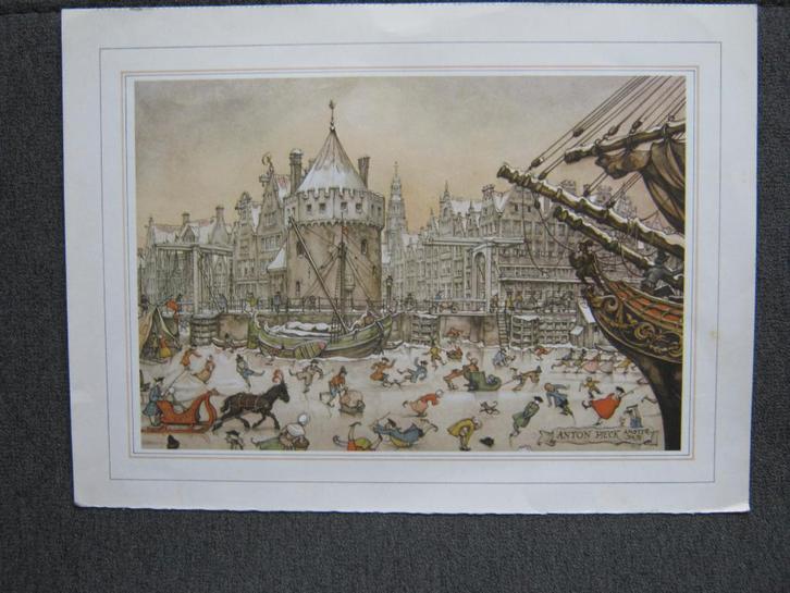 Anton Pieck. 8 x afbeeldingen van Amsterdam., Antiek en Kunst, Kunst | Tekeningen en Foto's, Ophalen of Verzenden