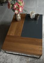 Salontafel walnoot/glas, Huis en Inrichting, Tafels | Salontafels, Ophalen, 100 tot 150 cm, 50 tot 100 cm, Zo goed als nieuw