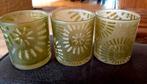 5 Appelgroene kaarsenhouders. Glas., Groen, Minder dan 25 cm, Overige materialen, Ophalen of Verzenden