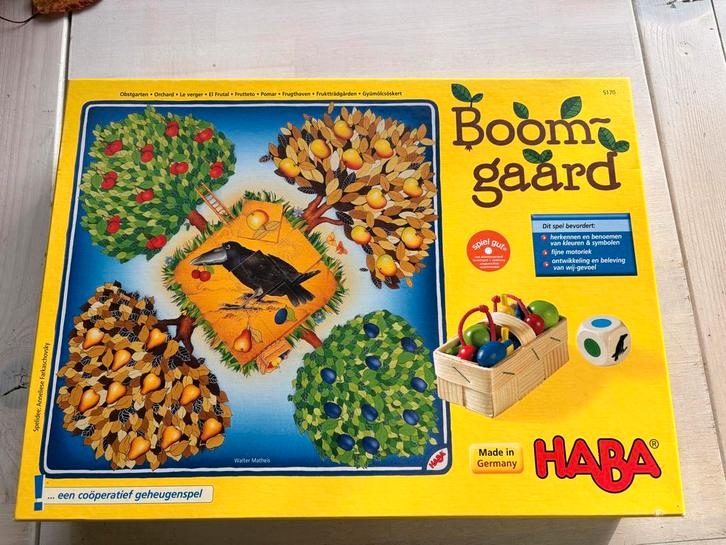 Boomgaard Bordspel - HABA, Hobby en Vrije tijd, Gezelschapsspellen | Bordspellen, Zo goed als nieuw, Een of twee spelers, Ophalen