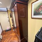 Antieke Kledingkast met Spiegeldeur en Lade - Donker Hout, Antiek en Kunst, Ophalen