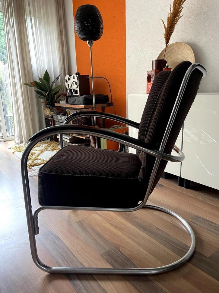 Gispen 412S fauteuil, Huis en Inrichting, Fauteuils, Gebruikt, Metaal, Stof, 50 tot 75 cm, 75 tot 100 cm, Ophalen