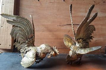 Vechthanen. Messing.  2 stuks. 21 & 26 cm groot.  beschikbaar voor biedingen