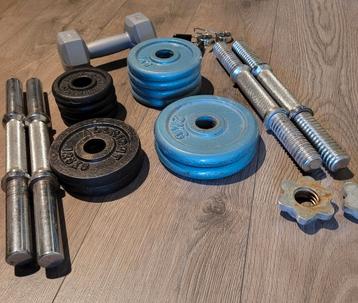 Dumbells met schijven. Leuke basisset beschikbaar voor biedingen