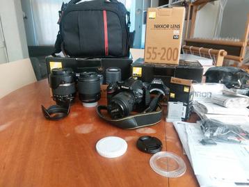 Nikon D5200 met 3 lenzen, tas en toebehoren beschikbaar voor biedingen