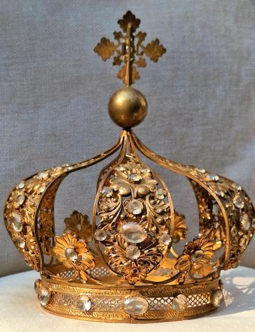 Prachtige Mariakroon, verguld messing/koper, 22 cm hoog beschikbaar voor biedingen