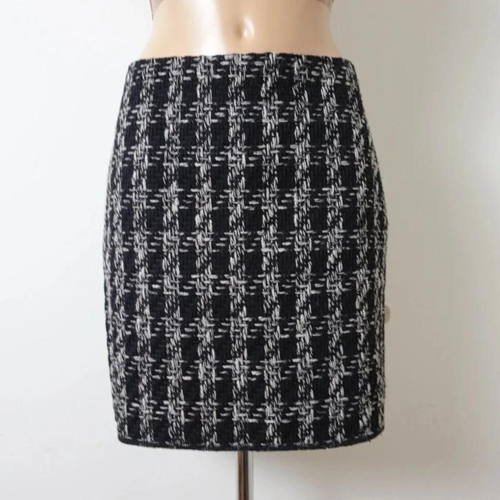 Opus Zwart-Witte Tweed Minirok Maat M, Kleding | Dames, Rokken, Zo goed als nieuw, Maat 38/40 (M), Zwart, Boven de knie, Verzenden