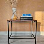 Vintage bijzettafel hout & metaal – retro/mid-century, Ophalen, 50 tot 100 cm, Zo goed als nieuw, Mid-century