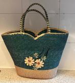 PRACHTIGE VINTAGE BOODSCHAPPENTAS van natuurlijk materiaal, Ophalen of Verzenden, Gebruikt, Groen, Shopper