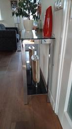 Glazen sidetable, Huis en Inrichting, Tafels | Sidetables, Ophalen, 100 tot 150 cm, Zo goed als nieuw, Metaal