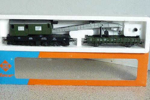 ZESASSIGE KRAANWAGEN MET HULPWAGEN DB VAN ROCO., Hobby en Vrije tijd, Modeltreinen | H0, Zo goed als nieuw, Wagon, Gelijkstroom