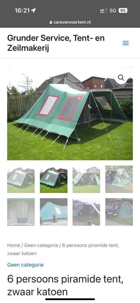 6 pers zwaar katoenen tent (model de waard) van fa Grunder, Caravans en Kamperen, Tenten, Nieuw, Ophalen